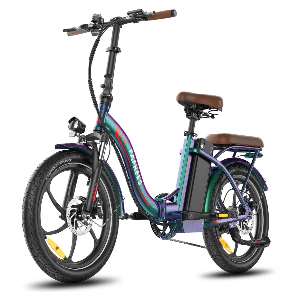 Bicicleta elétrica fafrees f20+ pro - motor 250w bateria 36v25ah pneus de 20” travões a disco mecânicos - aurora verde
