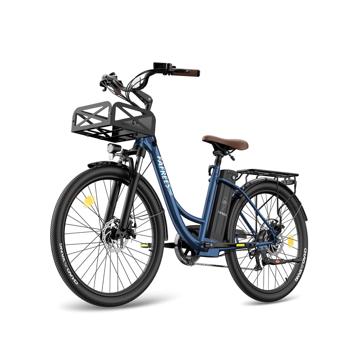 Bicicleta elétrica fafrees f26 lasting - motor 250w bateria 36v25ah 26x1.95 polegadas pneus travões de disco mecânicos - azul