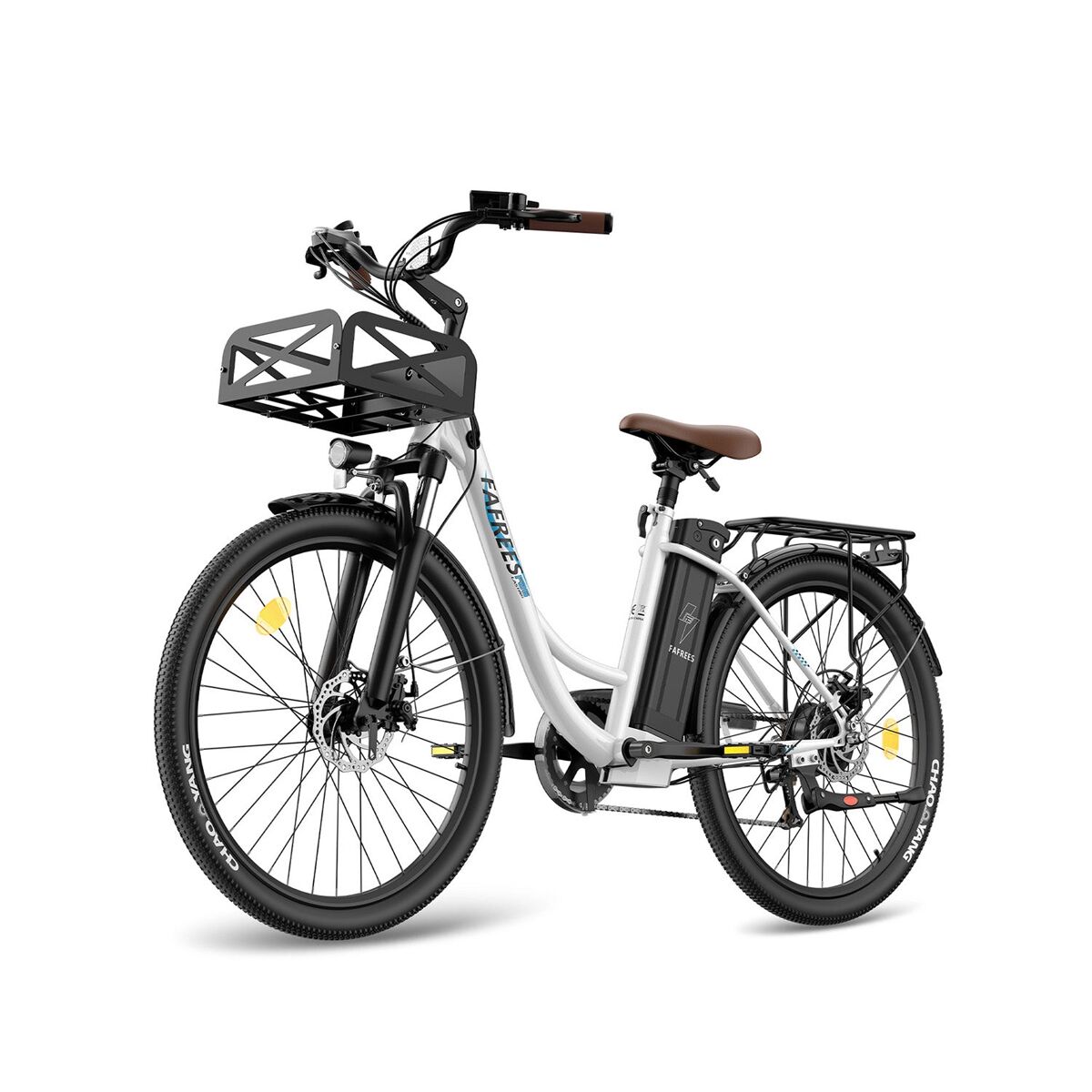 Bicicleta elétrica fafrees f26 lasting - motor 250w bateria 36v25ah 26x1.95 polegadas pneus travões de disco mecânicos - branca