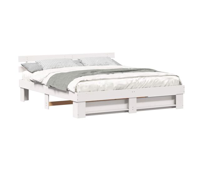 Estrutura da cama de casal simple com cabeceira branco 180 x 200 cm