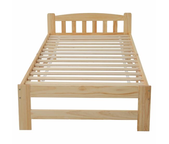 Cama individual com estrutura em madeira 90x200cm - natural