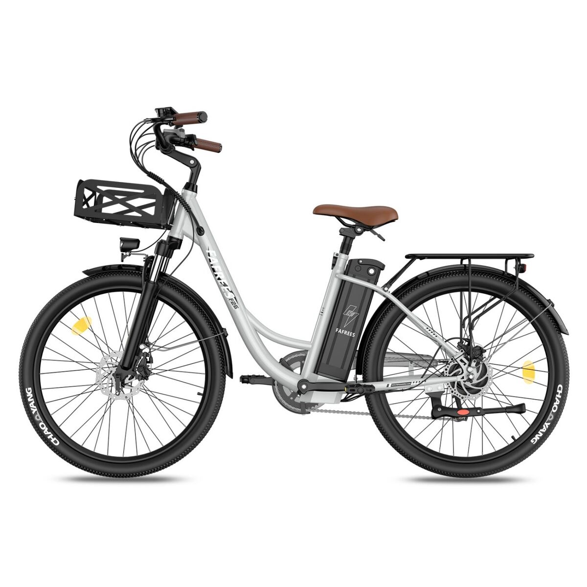 Bicicleta elétrica fafrees f26 lasting - motor 250w bateria 36v25ah 26x1.95 polegadas pneus travões de disco mecânicos - cinza