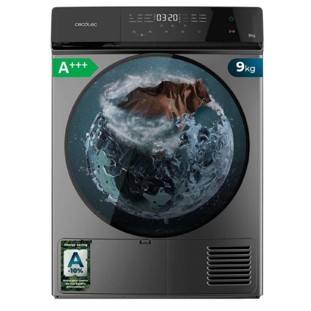 Secadora cecotec bolero dresscode dry 9400 inverter steel de 9 kg com bomba de calor, classe a+++ equivalente