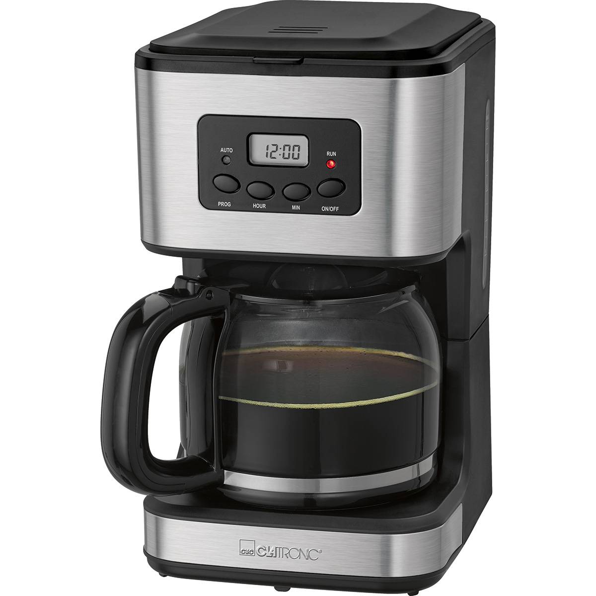 Clatronic ka 3642 machine à café filtre 12 - 14 tasses 1,5 l, plateau chauffant, programmable, 900 W, argent noir