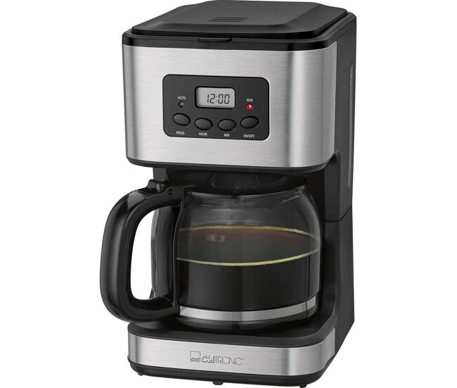 Clatronic ka 3642 machine à café filtre 12 - 14 tasses 1,5 l, plateau chauffant, programmable, 900 W, argent noir