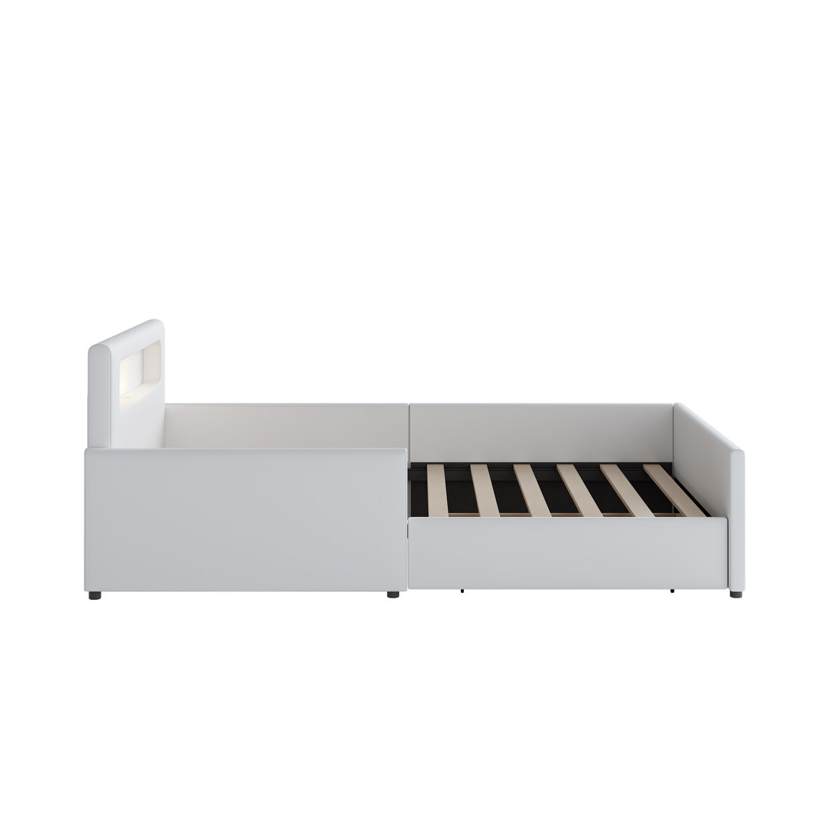 Cama infantil 90x200 cm - com luz noturna e porta usb, com compartimentos de arrumação, laterais elevadas para segurança, cama individual fácil, para