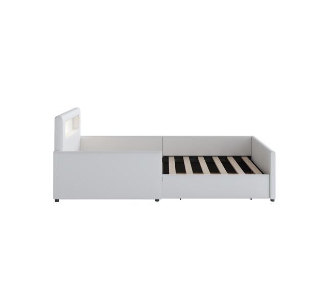 Cama infantil 90x200 cm - com luz noturna e porta usb, com compartimentos de arrumação, laterais elevadas para segurança, cama individual fácil, para