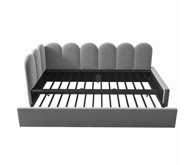 Cama divã 90x200 cm - sofá-cama com cama extensível 90x190 cm e estrado - cinza