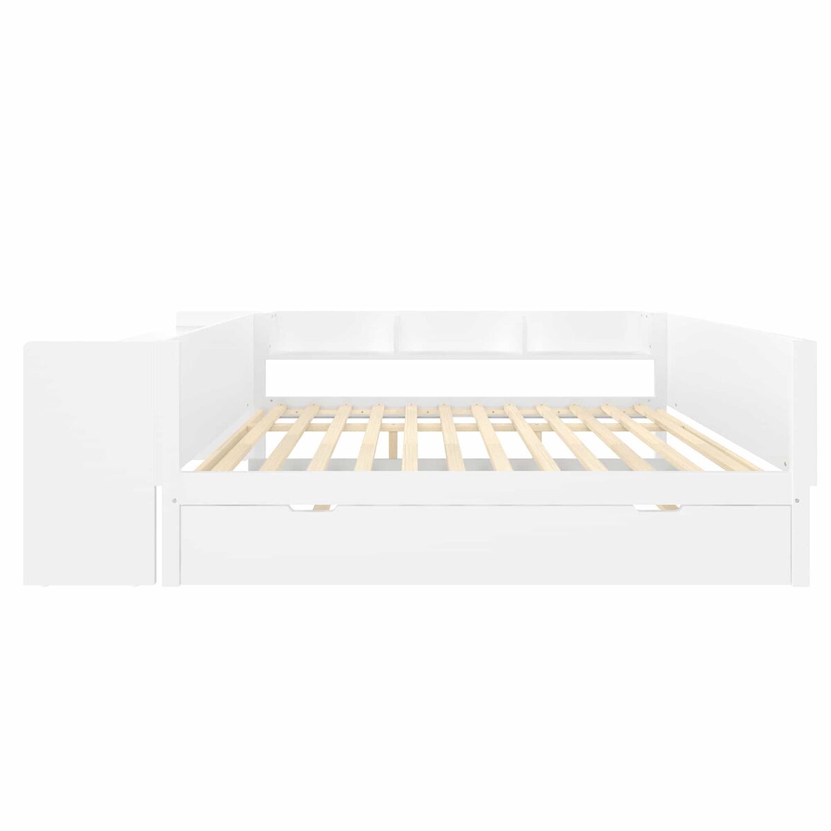 Cama de madeira 140x200cm - com secretária, cama adicional, étagères - blanche