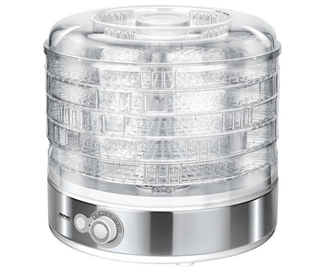 Mpm msg-11 desidratador de alimentos, 5 tabuleiros, bpa free, selector de temperatura 35°c-70°c, 500, gris blanc