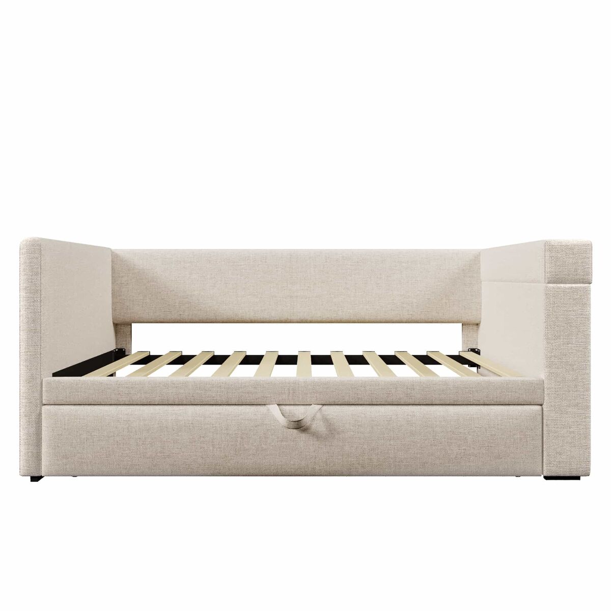 Daybett 90x190 cm - sofá-cama individual com cama extraível, braços com portas usb e type-c e porta-copos - bege