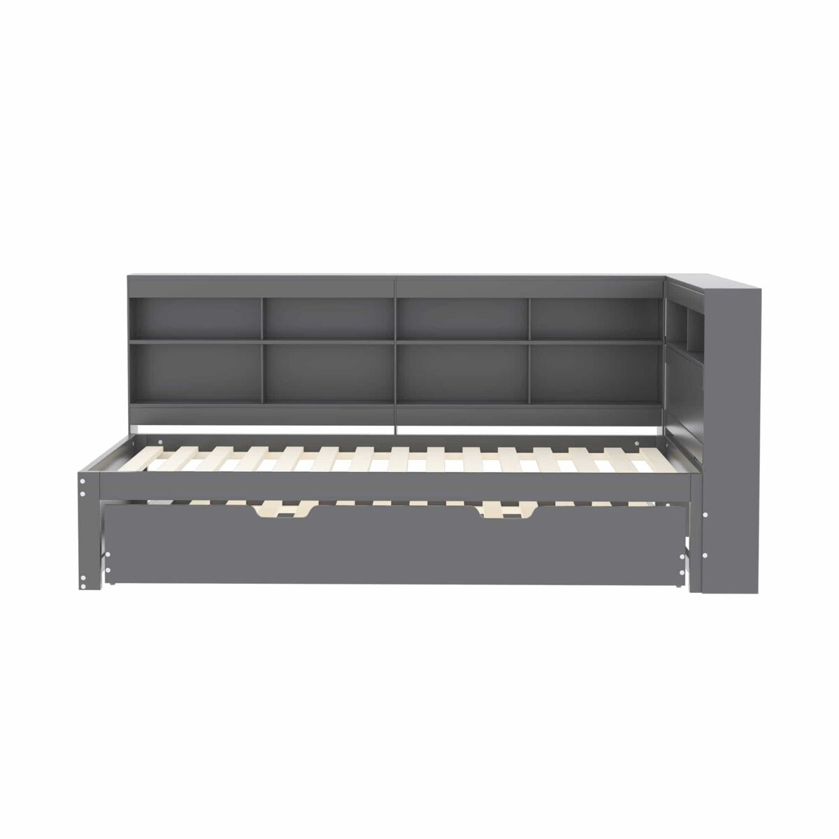 Sofá-cama 90x200 - cama extraível 90x190 com porta usb e vários compartimentos - cinza