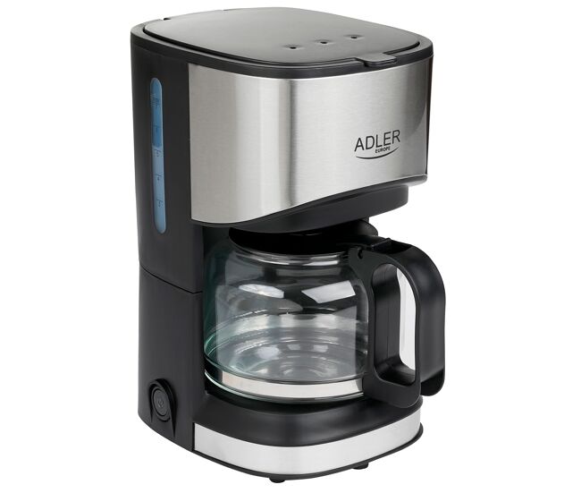 Adler ad4407 máquina de café filtro, 6 chávenas, função keep warm, 0,7 litros, 550, prata negra