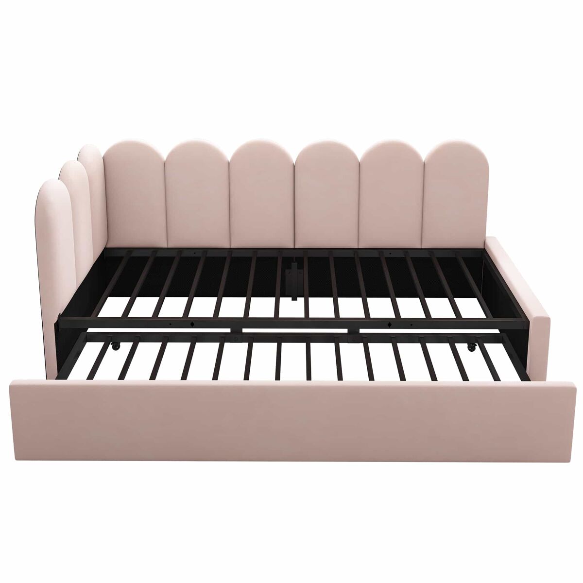 Cama divã 90x200 cm - sofá-cama com cama extraível 90x190 cm, cama infantil com estrado, veludo, rosa