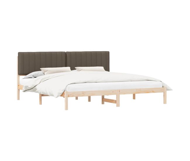 Estrutura de cama de casal moderno com cabeceira estofada cinzento-acastanhado