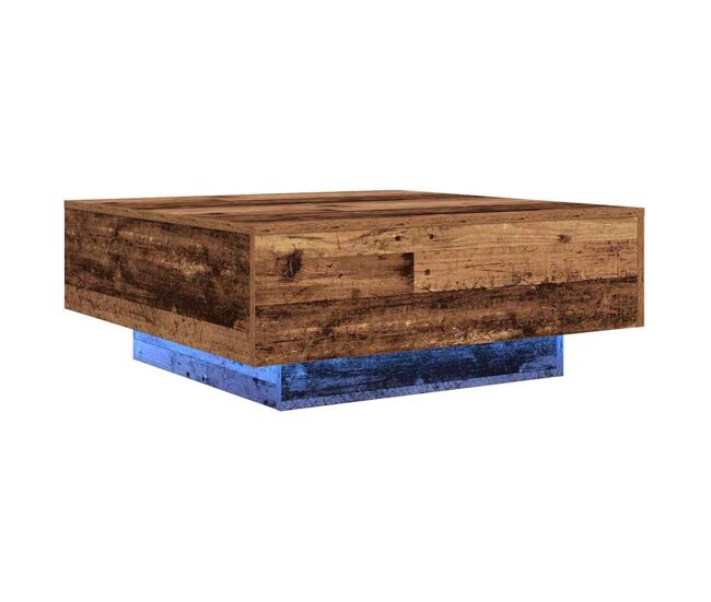 Mesa de centro, mesa baixa, madeira velha e azul 80 x 80 x 31 cm