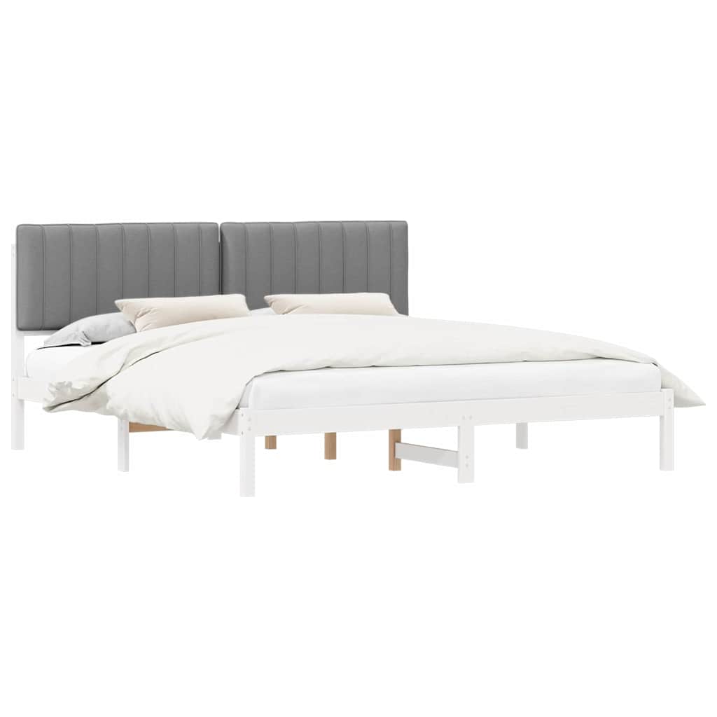 Estrutura de cama de casal moderno com cabeceira estofada cinzento-claro