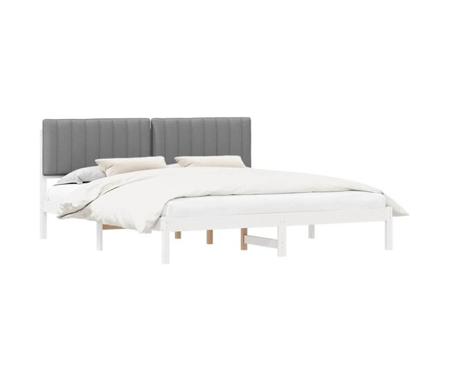 Estrutura de cama de casal moderno com cabeceira estofada cinzento-claro