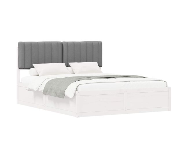 Estrutura de cama de casal moderno com cabeceira estofada cinzento-claro