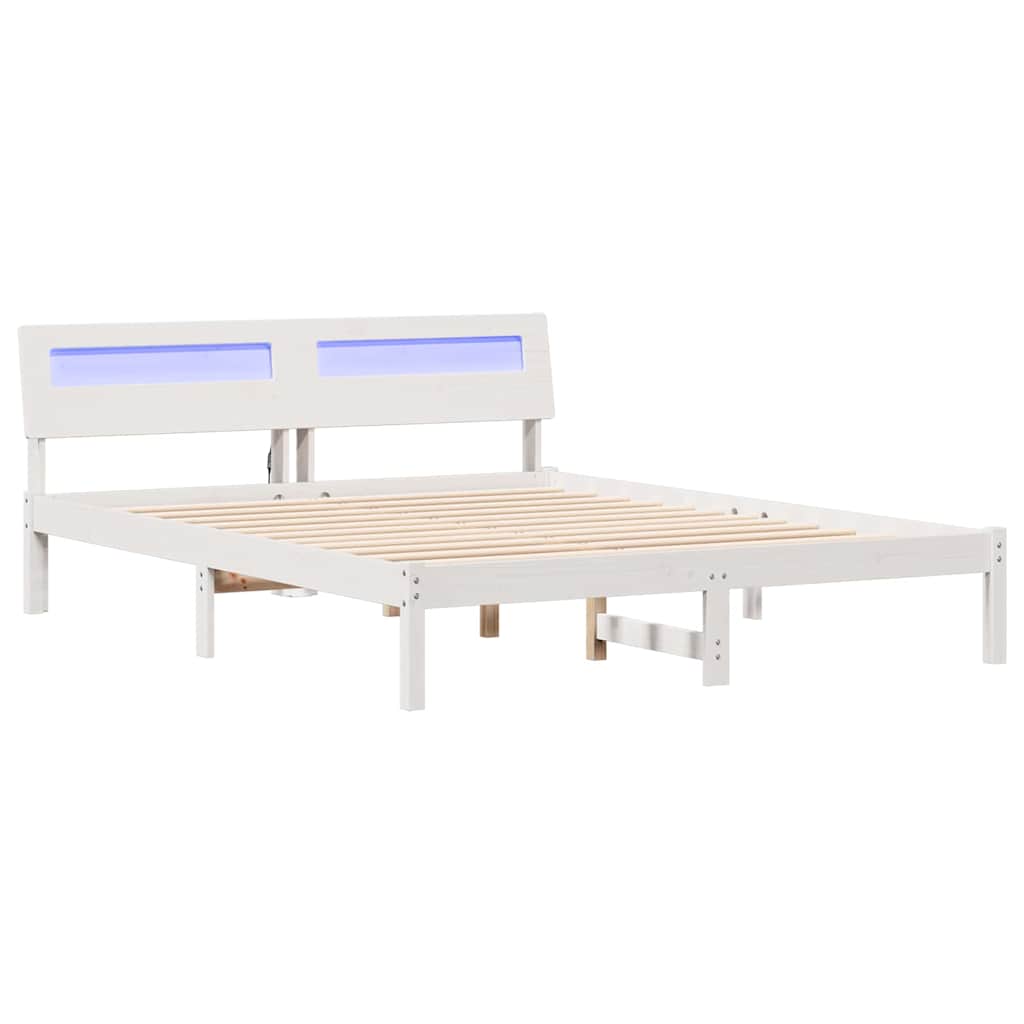 Estrutura da cama de casal simple com cabeceira branco 150 x 200 cm