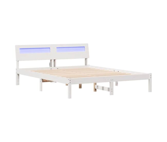 Estrutura da cama de casal simple com cabeceira branco 150 x 200 cm
