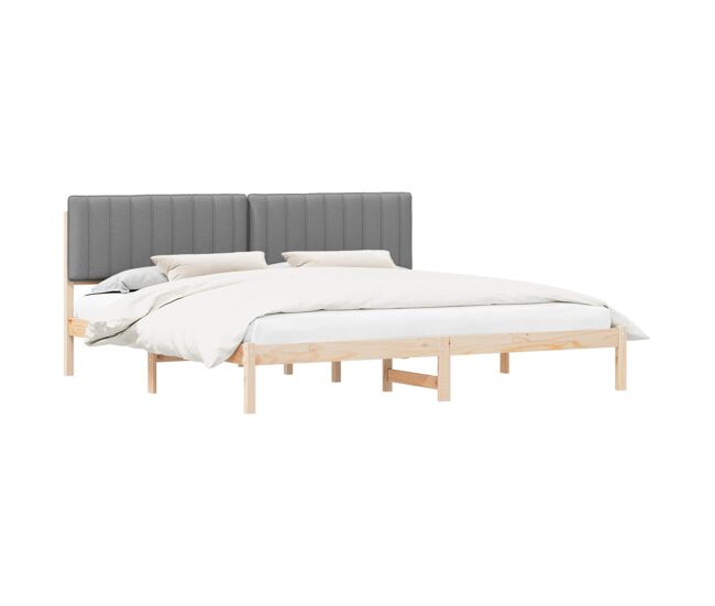 Estrutura de cama de casal moderno com cabeceira estofada cinzento-claro