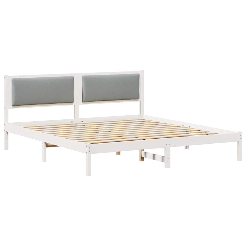 Estrutura da cama de casal simple com cabeceira cinzento-claro 200 x 200 cm