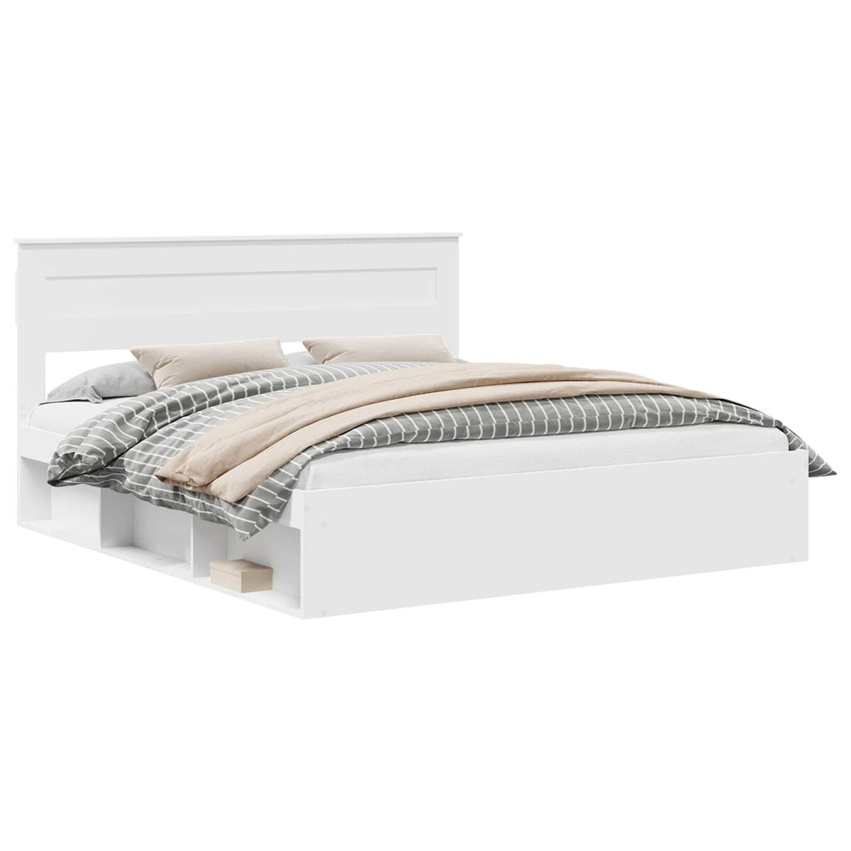 Estrutura da cama de casal simple com cabeceira branco 180 x 200 cm
