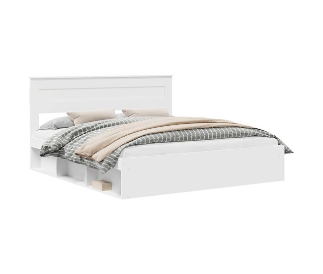 Estrutura da cama de casal simple com cabeceira branco 180 x 200 cm