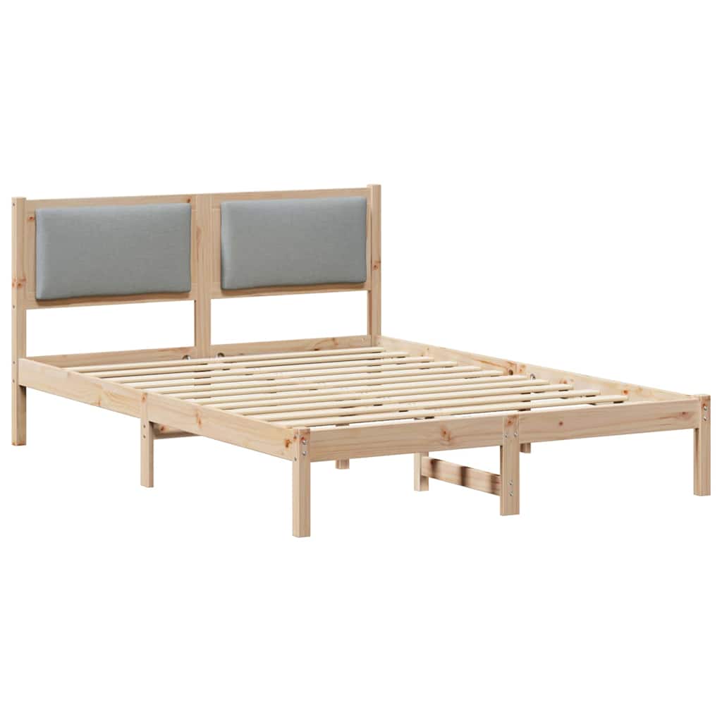 Estrutura da cama de casal simple com cabeceira cinzento-claro 150 x 200 cm