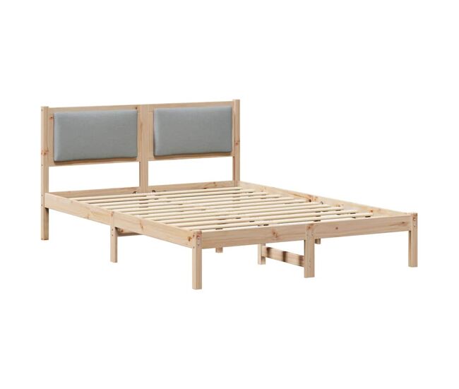 Estrutura da cama de casal simple com cabeceira cinzento-claro 150 x 200 cm