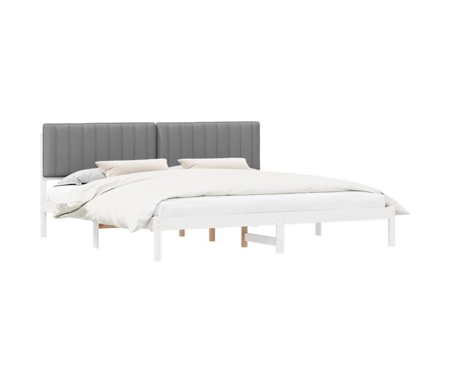 Estrutura de cama de casal moderno com cabeceira estofada cinzento-claro