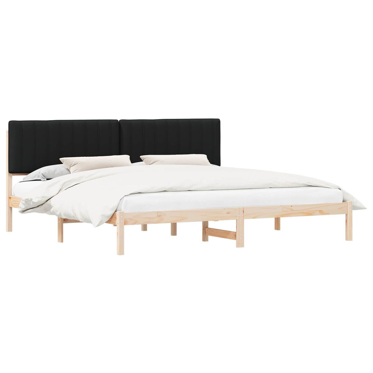 Estrutura de cama de casal moderno com cabeceira estofada preto 200 x 200 cm