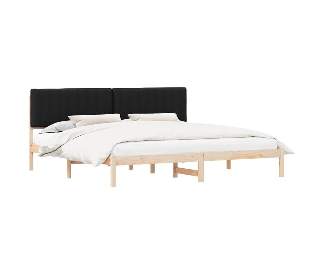 Estrutura de cama de casal moderno com cabeceira estofada preto 200 x 200 cm