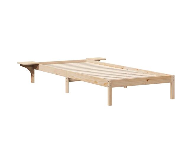 Estrutura de cama de solteiro para adultos de solteiro para adultos com mesas laterais natural 100 x 210 cm