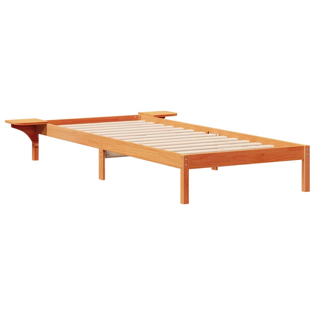 Estrutura de cama de solteiro com mesas - laterais marrom cera 100 x 220 cm
