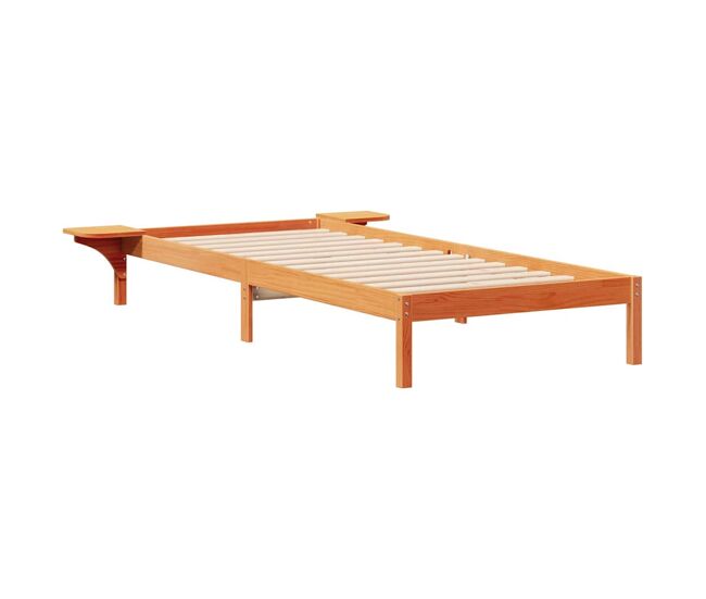 Estrutura de cama de solteiro com mesas - laterais marrom cera 100 x 220 cm