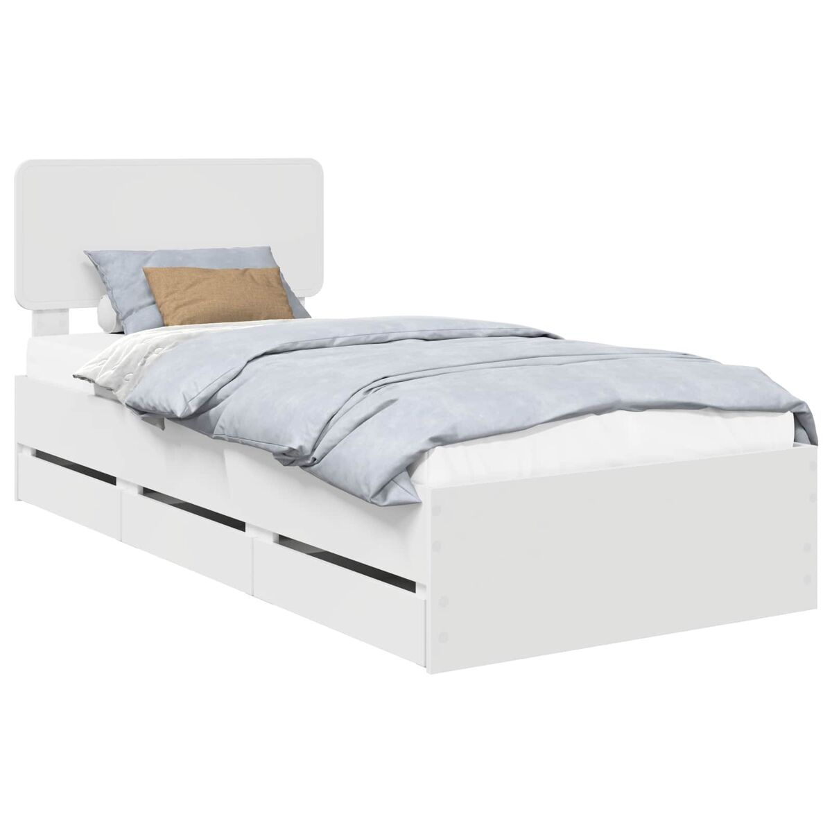 Estrutura de cama de solteiro para adultos branco 90 x 190 cm madeira engenheirada