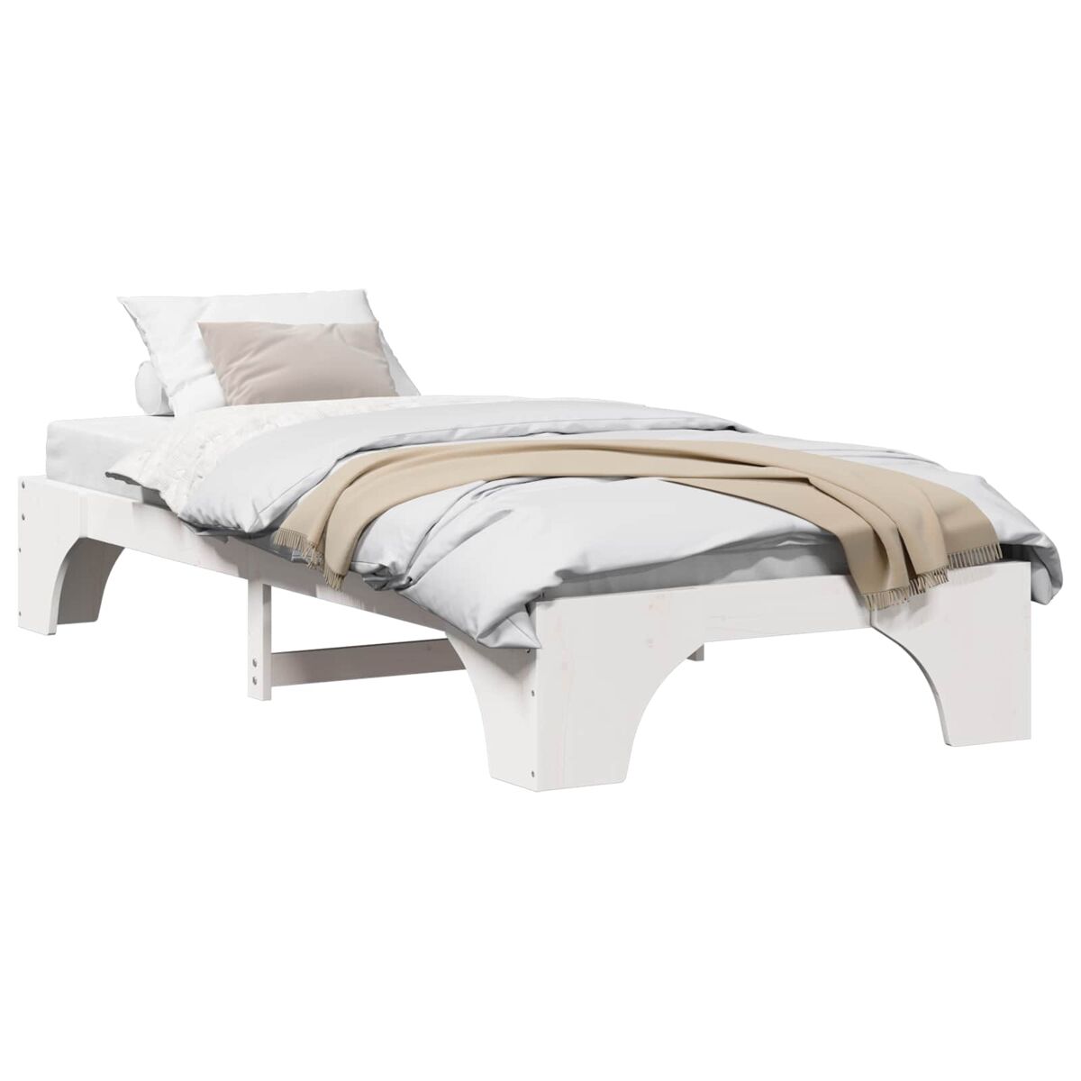 Estrutura de cama de solteiro para adultos - branco 75 x 190 cm madeira de pinheiro sólida