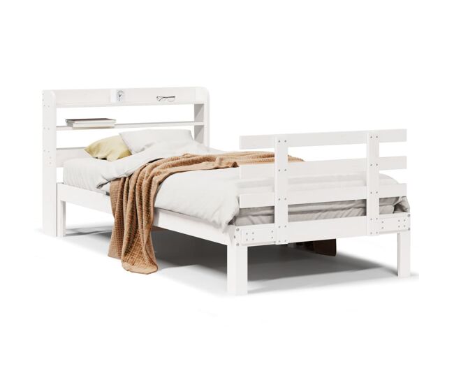 Estrutura de cama de solteiro para adultos c/ cabeceira 90x190 cm branco