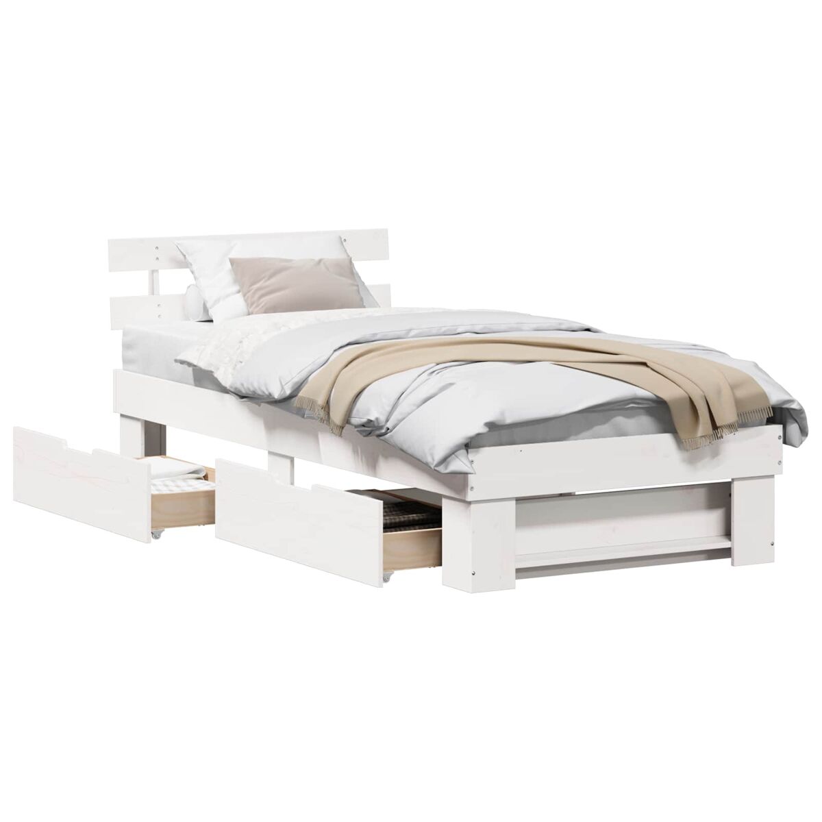 Estrutura de cama de solteiro para adultos branco 80 x 200 cm madeira de pinheiro sólida