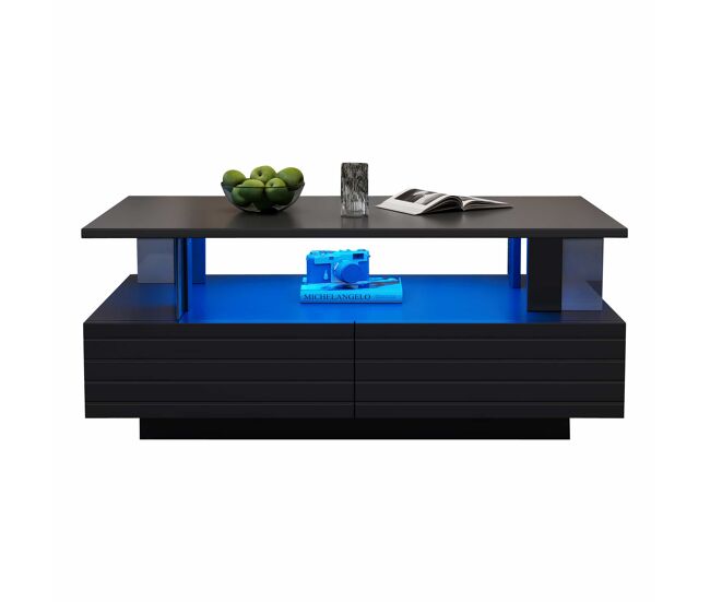 Mesa de centro led - características de armazenamento - preto