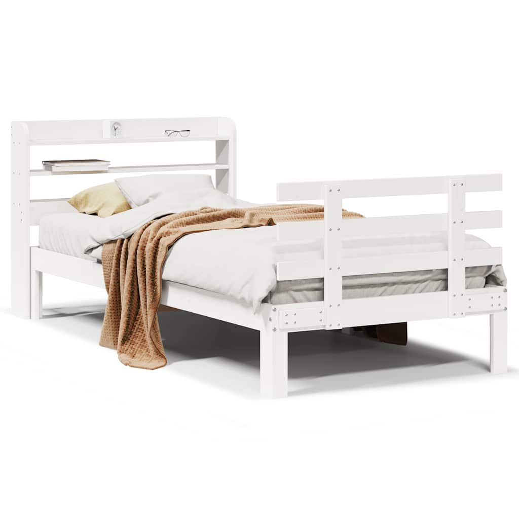 Estrutura de cama de solteiro para adultos c/ cabeceira 75x190 cm pinho maciço