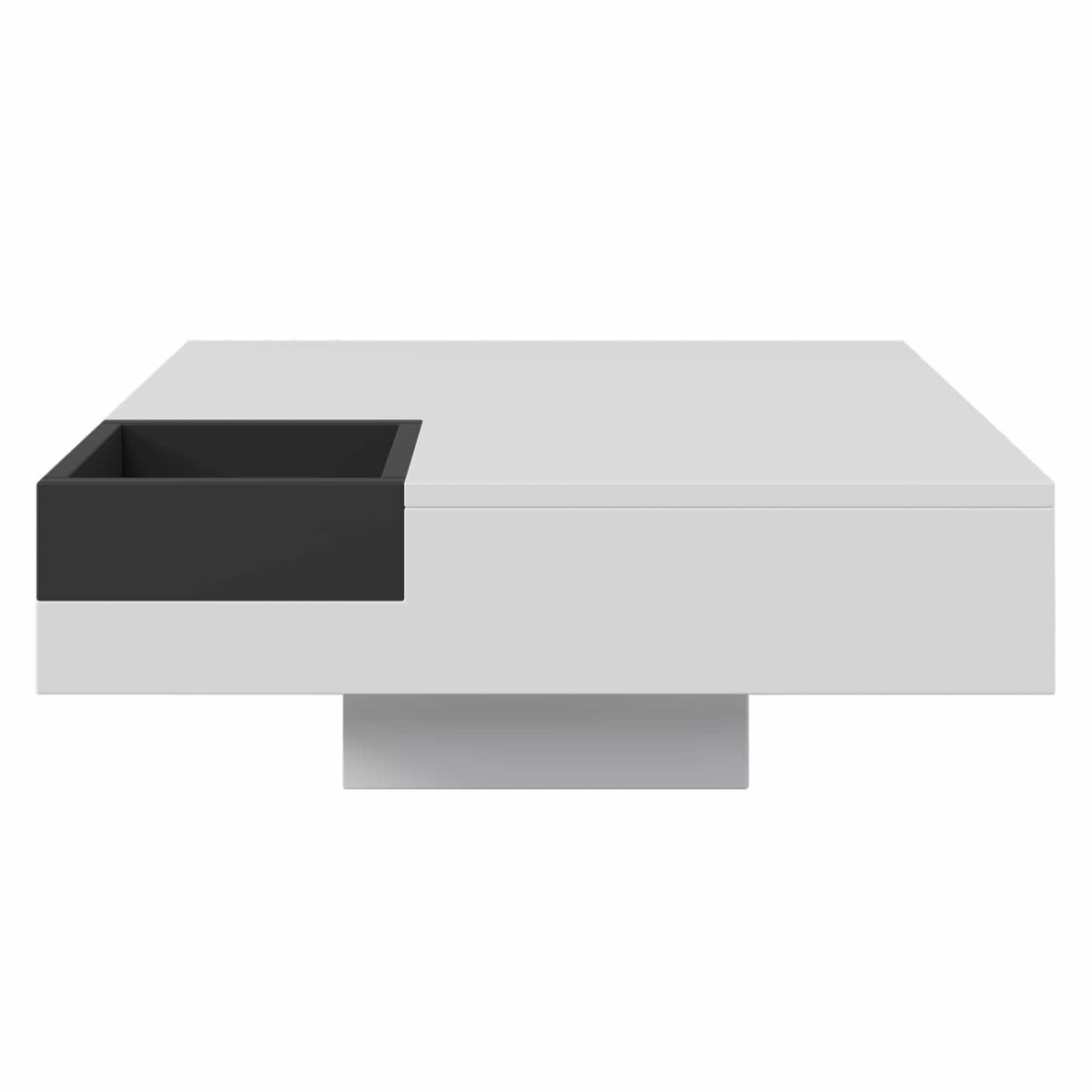 Mesa de centro quadrada com caixa de arrumação extraível - luzes led na parte inferior - branco