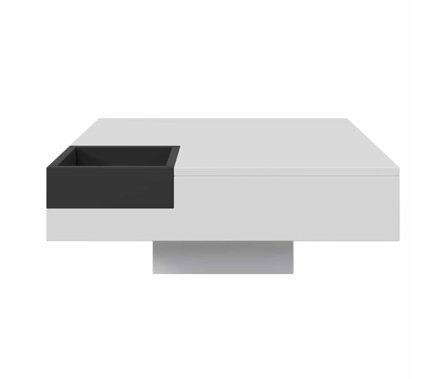 Mesa de centro quadrada com caixa de arrumação extraível - luzes led na parte inferior - branco