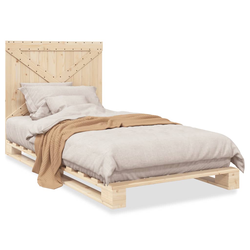Estrutura de cama de solteiro para adultos com cabeceira 100x200cm pinho maciço