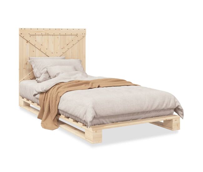 Estrutura de cama de solteiro para adultos com cabeceira 100x200cm pinho maciço
