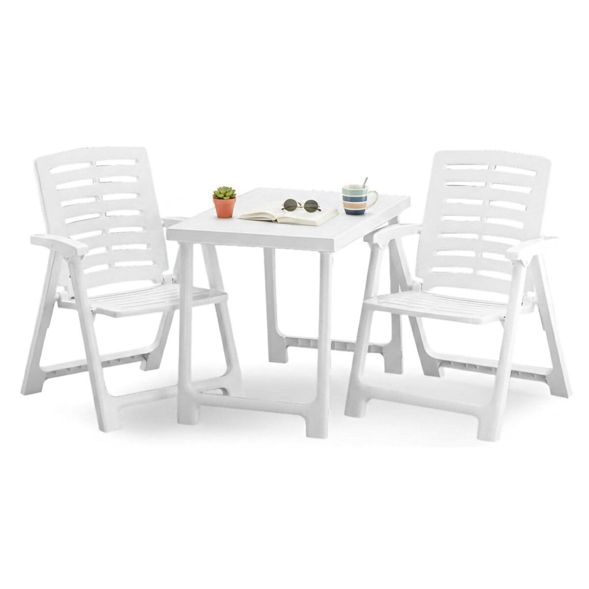 Conjunto de sala de estar para exterior 2 lugares em plástico