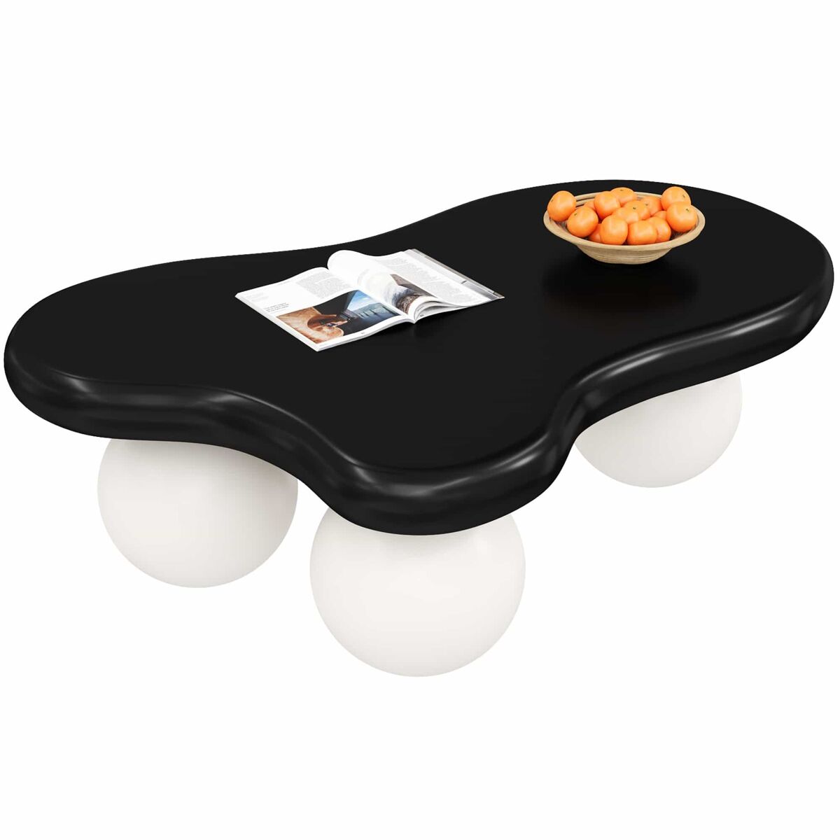 Mesa de centro estilo nuvens - design com iluminação led, formato de nuvem, pernas redondas, ideal para salas modernas e quartos infantis - noir e blanc