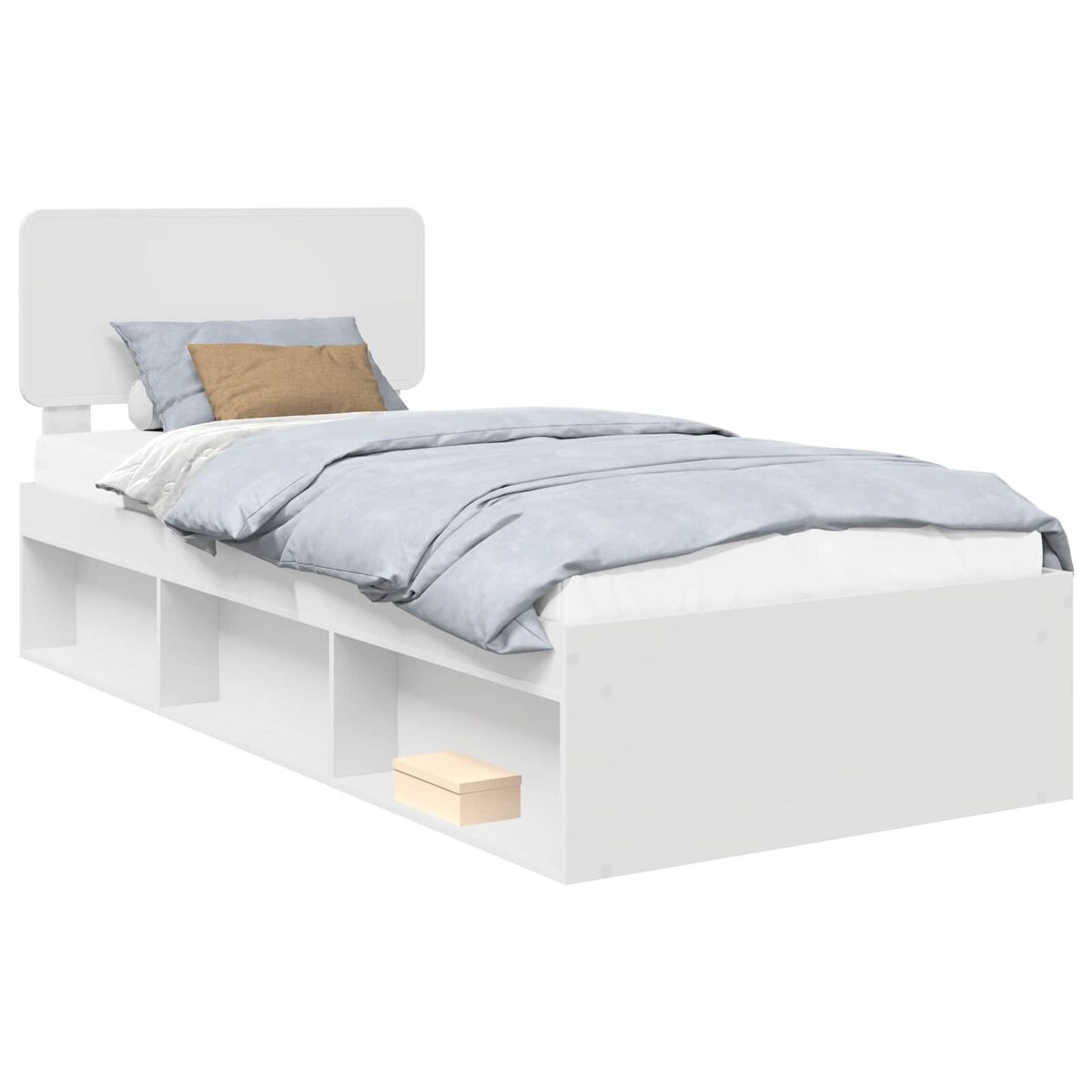 Estrutura de cama de solteiro para adultos - branco 90 x 200 cm madeira de pinheiro sólida